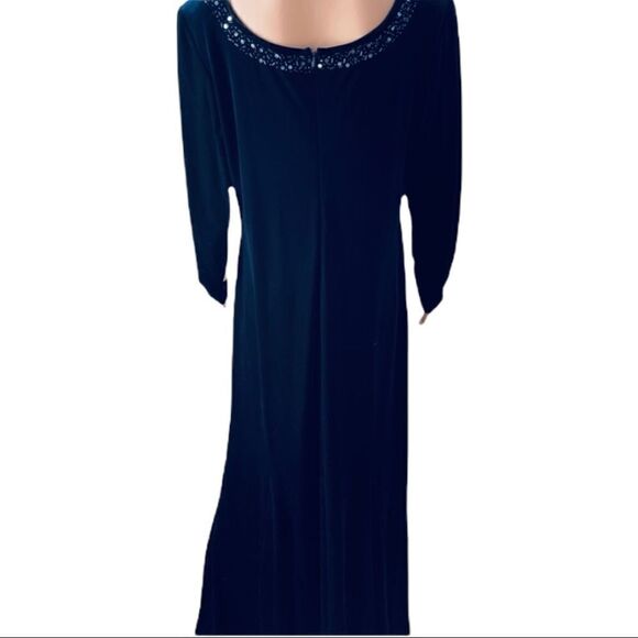 J.R. Nites Navy Velvet Sequined Gown Size 14W NWT - Picture 3 of 10